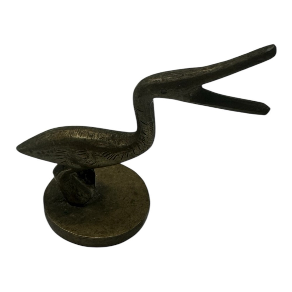 Vintage Small Brass Crane Stork Pelican Bird Statue Figurine‎ 2.25"